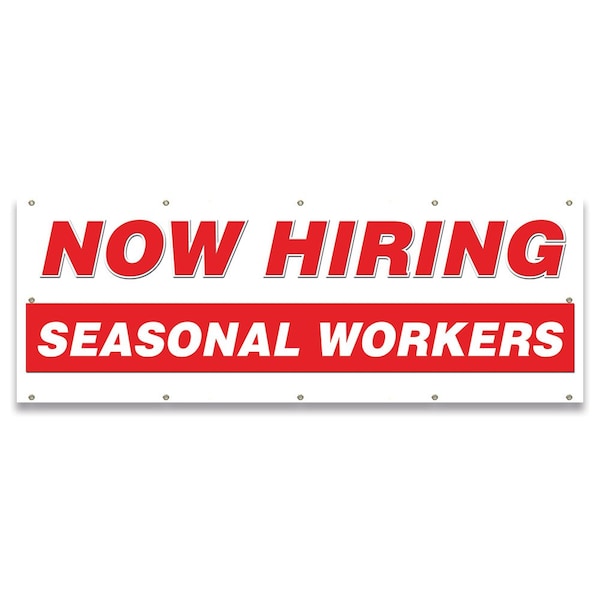 Signmission Now Hiring Seasonal Workers Banner Apply Inside Accepting Application Single Sided B-120-30303 - main